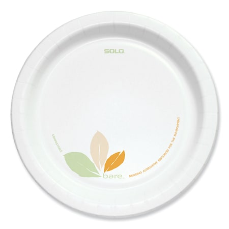 Bare Eco-Forward Clay-Coated Paper Dinnerware, ProPlanet Seal, Plate, 8.5 In. Dia, Green/Tan, 500PK